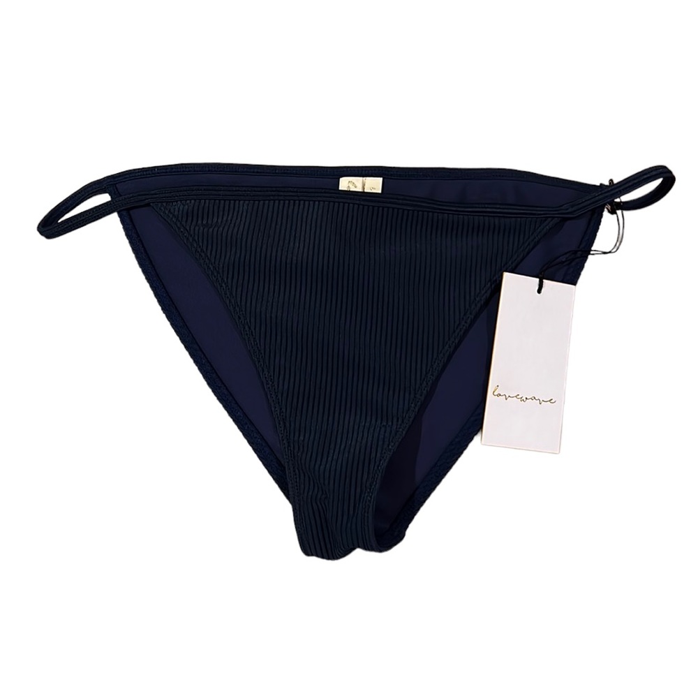 Revolve x Lovewave navy blue ribbed Angie bikini bottoms NWT, size large - Picture 2 of 12